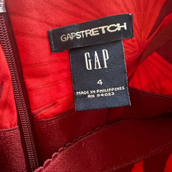 VTG 2000 Gap sz 4 strapless dress red orange white botanical print boning shelf - Picture 10 of 10